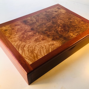Wooden Document  Box - Exquisite Extremely Rafe Elm Burl- Elegant Unique Collectors Hand-made Desk Box or Jewelry Organisation