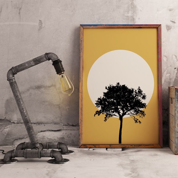 Scandinavian Tree Sun Wall Art Print, Home Decor, Wall art Print, Free Delivery, Kitchen Wall Art Print, Nordic Design, Tree Picture