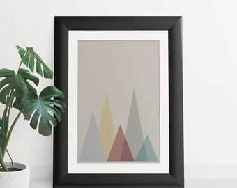 Minimalistische bergketen kunstprint | Scandinavische landschapsposter