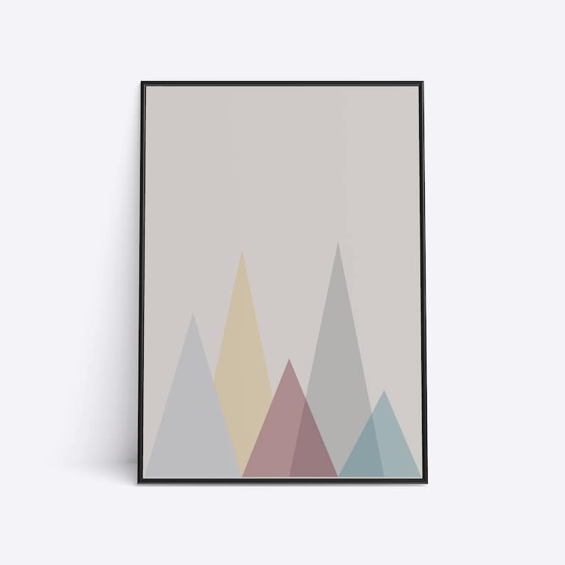 Scandinavian Mountain Wall Art Print Neutral Wall Print A5 Etsy