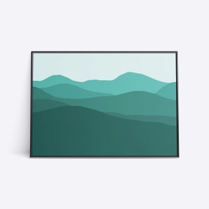 Green Minimalist Landscape Print - Modern Wall Art