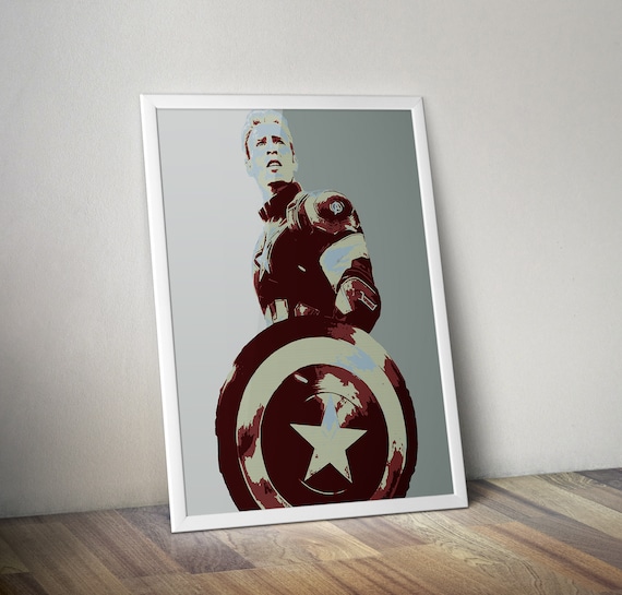 Personalised Captain America Print Bedroom Wall Art Marvel A4