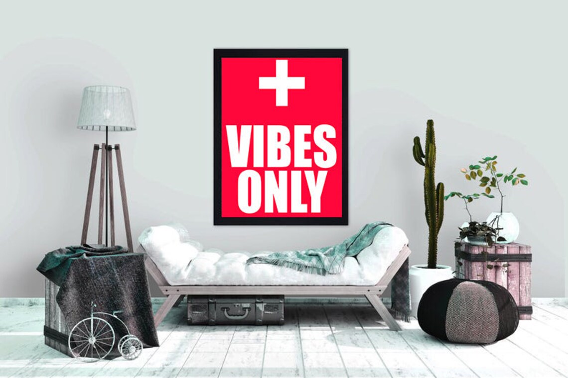 Positive Vibes Only Wall Art Print Bright Home Decor Etsy