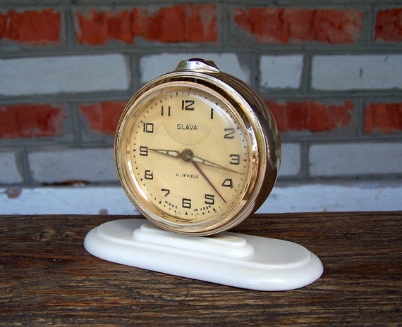 Vintage Soviet Mechanical Desk Clock Slava Alarm Clock Ussr Etsy