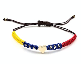 Venezuelan Pride Adjustable Hand-Woven Bracelet in National Flag Colors for Women