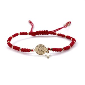 St Michael the Archangel Medal Adjustable Red String Pulsera San Miguel