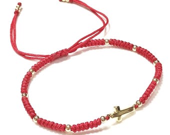Tiny Cross Bracelet for Women Red String Pulsera de Protection