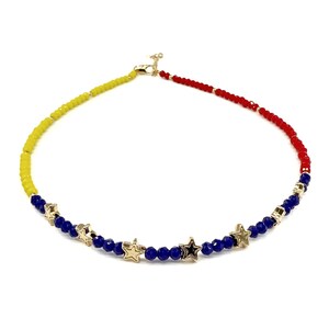 Venezuelan Pride Adjustable Hand-Woven Necklace in National Flag Colors for Women