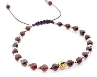 Lucky Evil Eye Natural Red Tiger Eye Stone Beaded Adjustable Bracelet for Women