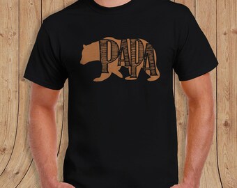 Papa Bear T-shirt Unique Gift for Fathers Hand-lettered