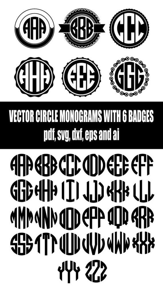 Download 3 Letter Circle Monogram Alphabet Ai EPS SVG PDF vector | Etsy