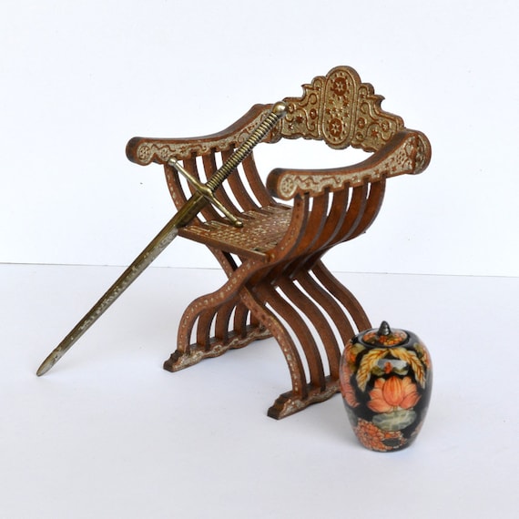 Curule Seat Savonarola Chair Dollhouse Miniature Kit 1 12 Etsy