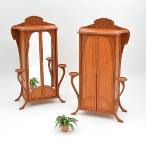 Art Nouveau Wardrobe Cabinet - dollhouse miniature kit 1:12
