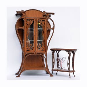 Art Nouveau cabinet, French armoire, dollhouse miniature kit  1:12