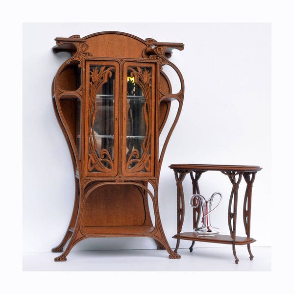 Cabinet Art Nouveau, armoire Français, kit miniature maison de poupée 1:12