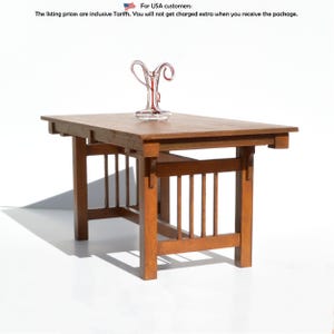 Dining Table Mission Style, Arts & Crafts - dollhouse miniature kit 1:12
