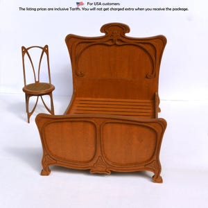 Letto in stile Art Nouveau - kit in miniatura per casa delle bambole 1:12