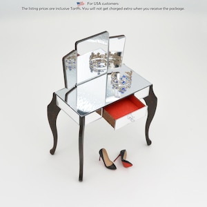 Mirrored Vanity Table - dollhouse miniature kit 1:12