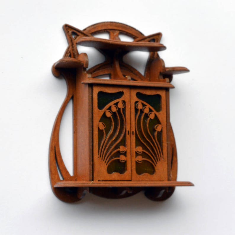 Art Nouveau Wall Cabinet dollhouse miniature kit 1:12 image 6