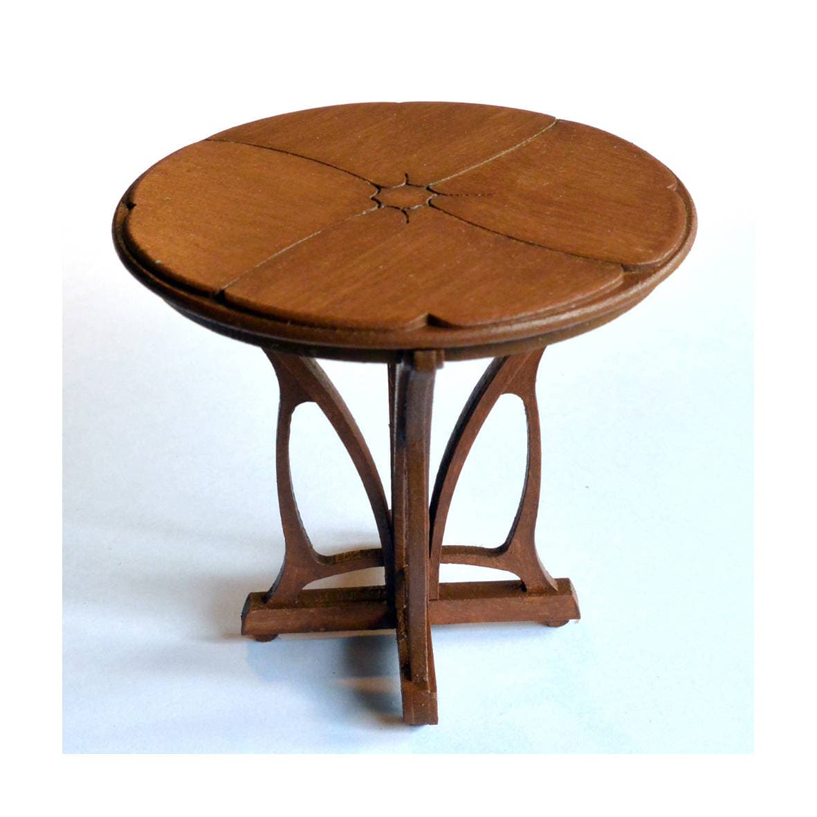 Dollhouse Miniature Hand Carved Round Oak Table for sale online 