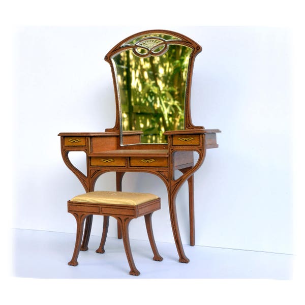 Art Nouveau dressing table dollhouse miniature kit 1:12