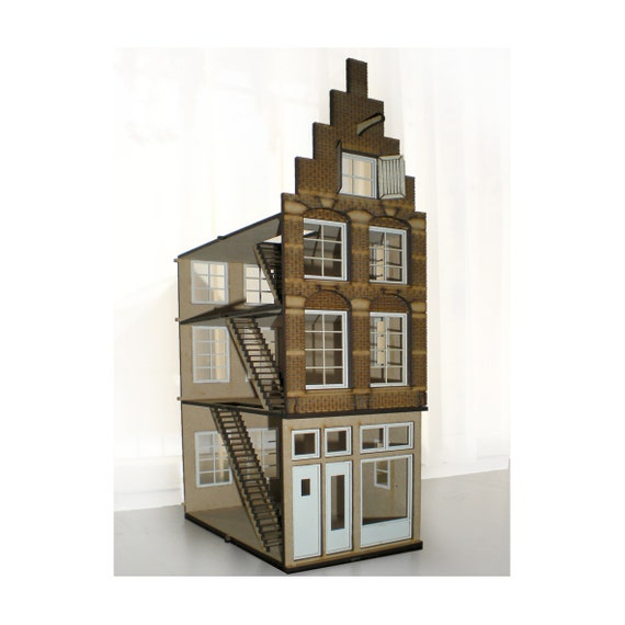オランダの運河ハウス ドールハウス ミニチュア キット 1:48