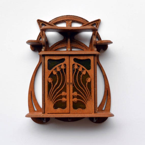 Art Nouveau Wall Cabinet Kit Di Mobili Per Bambole 1 12 Etsy