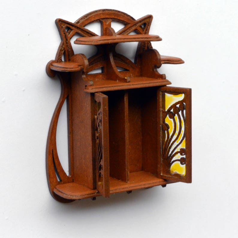 Art Nouveau Wall Cabinet dollhouse miniature kit 1:12 image 5