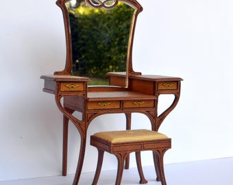 Art Nouveau dressing table - dollhouse miniature kit 1:12