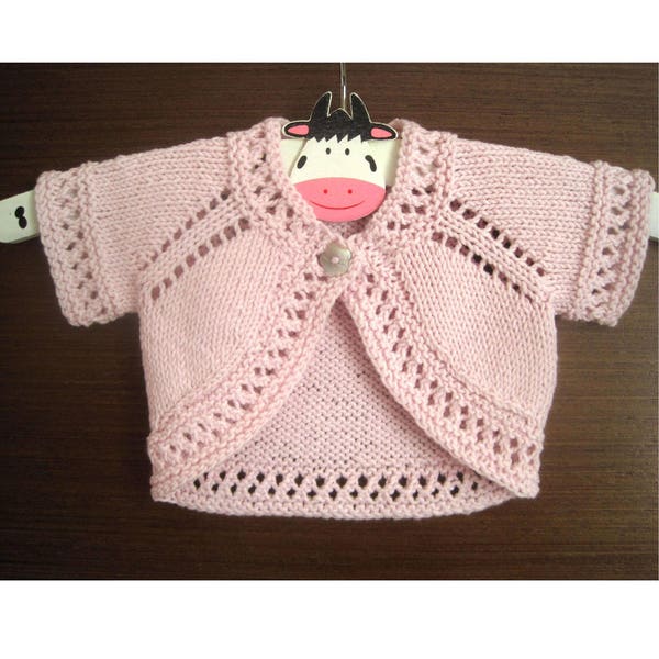 Girls Bolero Knitting Pattern, Baby Bolero Knitting pattern, girls cardigan knitting pattern - Newborn baby - Age 6  - Instant Download PDF