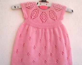 Baby Dress Knitting Pattern, Girls Dress Knitting pattern, Lace Yoke Dress Knitting pattern, DK Dress Knitting Pattern baby, Toddler Dress