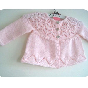 Baby Cardigan Knitting Pattern - Girl Sweater Knitting Pattern - Baby Girl Cardi Knitting Pattern - Seamless Top Down - Instant Download PDF