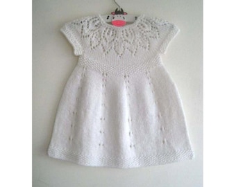 Baby Dress Knitting Pattern - Girls Dress Knitting Pattern - Poppy Dress - Instant Download PDF