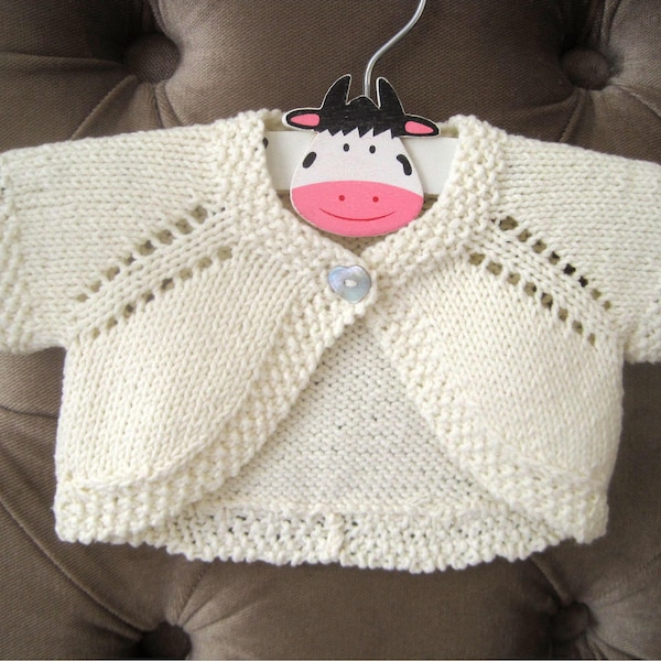 Modèle de tricot boléro facile pour bébé fille, pull bébé fille modèle de tricot facile, modèle de tricot cardigan bébé fille, boléro haussement d'épaules fille