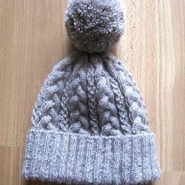 Cabled Hat knitting pattern - Instant Download PDF