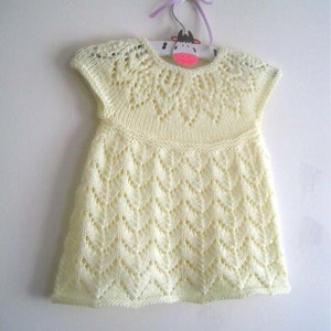 Girls Dress Knitting Pattern, Baby Dress Knitting Pattern, Toddler Dress Knitting Pattern, Lace Yoke Dress pattern, PDF Instant Download image 3