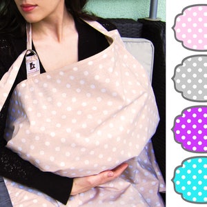 Nursing cover + pouch, 100% cotton - baby certified material (big polka dots) 7colors