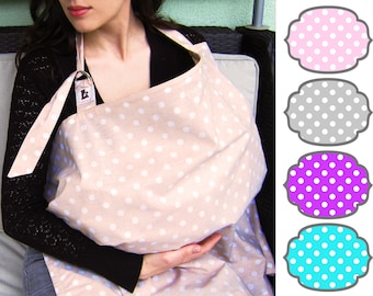 Nursing cover + pouch, 100% cotton - baby certified material (big polka dots) 7colors