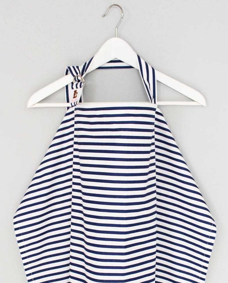 Nursing cover pouch, 100% cotton baby certified material sailor stripes navy blue stripes image 3