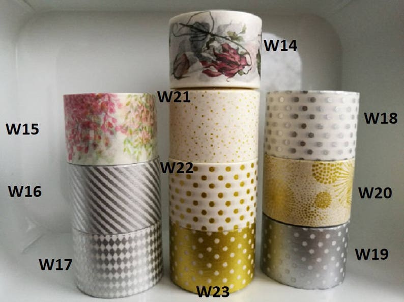 Vintage Flower Washi Tape Sample Gold wide washi tape Pick your own Wild Flowers Wide Washi Tape Samples