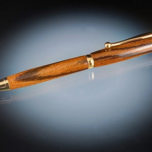 Wood Ballpoint Pen and Touch Screen Stylus in Zebra wood with Gold