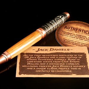 Jack Daniels Whiskey Barrel Wood Ballpoint Pen in Antique Copper