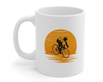 Cycling Mug, Road Bike Sunset, Cyclist Gift