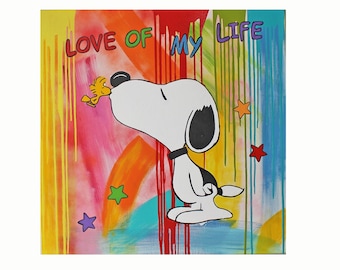 Gemälde Acryl street art painting snoopy woodstock gift Original pop art frame Leinwand art abstract Malerei