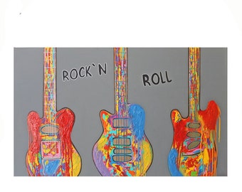 Gemälde Acrylbild pop art street art Original Malerei painting Leinwand guitar gift