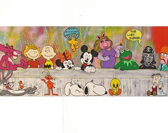 Gemälde Acrylbild peanuts snoopy Original pop art street art muppets Leinwand Keilrahmen Malerei