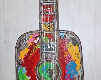 Acrylic painting modern art abstract painting guitar painting guitar colorful acrylic abstract canvas canvas