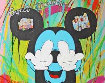 Gemälde Acrylbild Micky Minnie Disney Original pop art street art painting Leinwand Keilrahmen gift