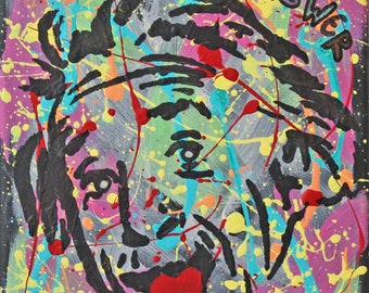 Gemälde Acrylbild Einstein Original pop art street art painting Leinwand Keilrahmen gift