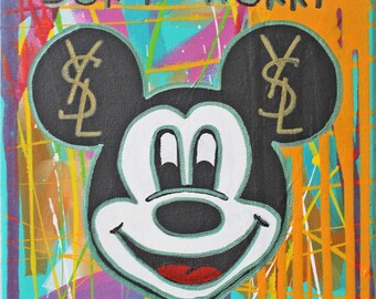 Gemälde Acrylbild Micky Minnie Disney Original pop art street art painting Leinwand Keilrahmen gift